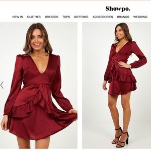 White Lies Dress in Wine Satin